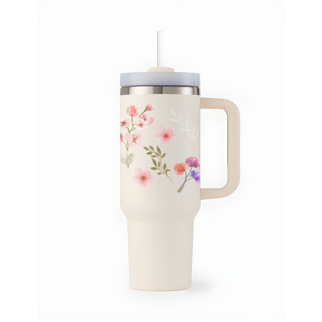 Blossom Floral Tumbler - Memories InsiteBLOSSOM PINK FLORAL TUMBLER-WHITE STAN